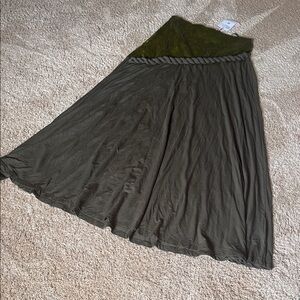 Women’s Olive Maxi Skirt with Braided Waist Detail